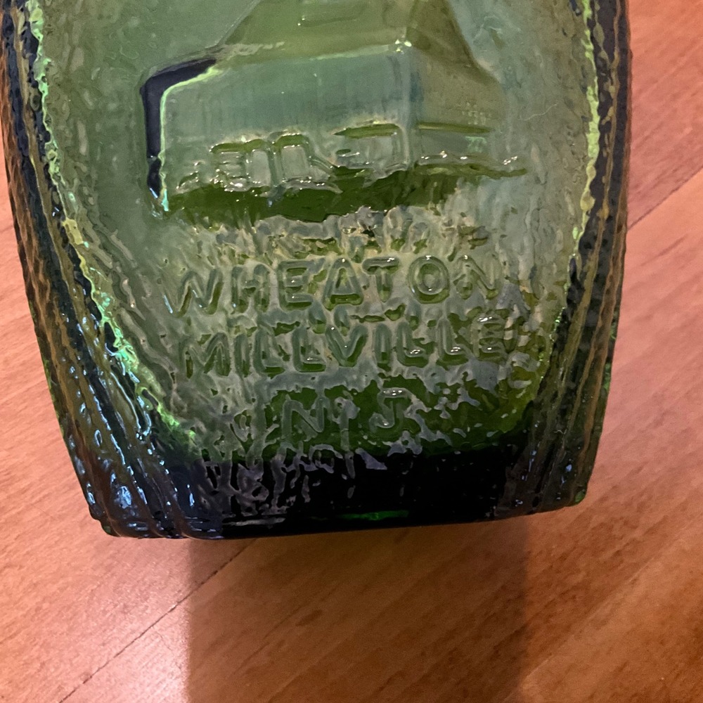 Vintage Wheaton Glass Green Ben Franklin Commemorative Bottle 1888 - Picture 2 of 5
